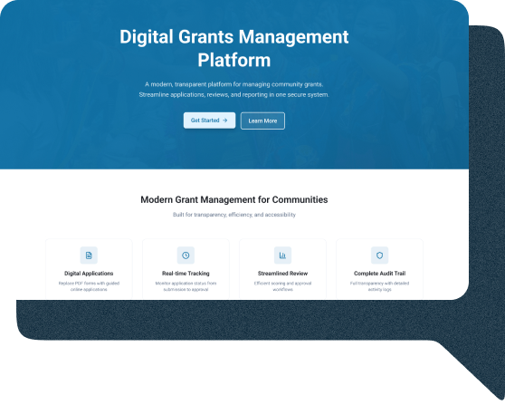 Digital grants management platform preview