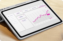 Tablet showing budget monitoring chart