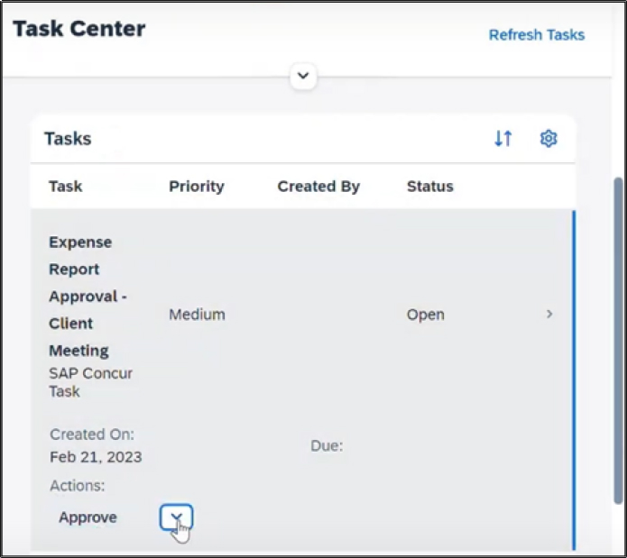 Task Center Approval Step 3